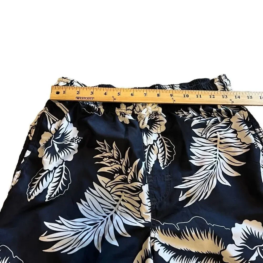 Hawaiian Print Swim Trunks. Navy and White. Size Small. Great Condition!!